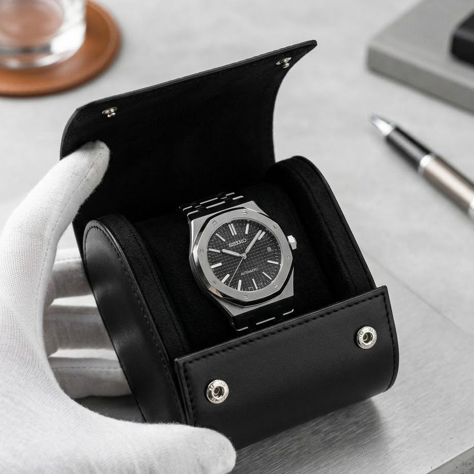 Boîte Cuir Noir Double Ouverture